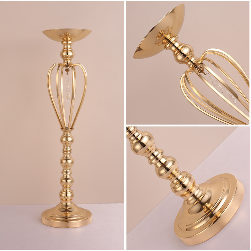 Dorado ceremonia oro hierro forjado props boda camino galvanizado corona etapa vasos de bienvenida área principal suministros de mesa candelabros