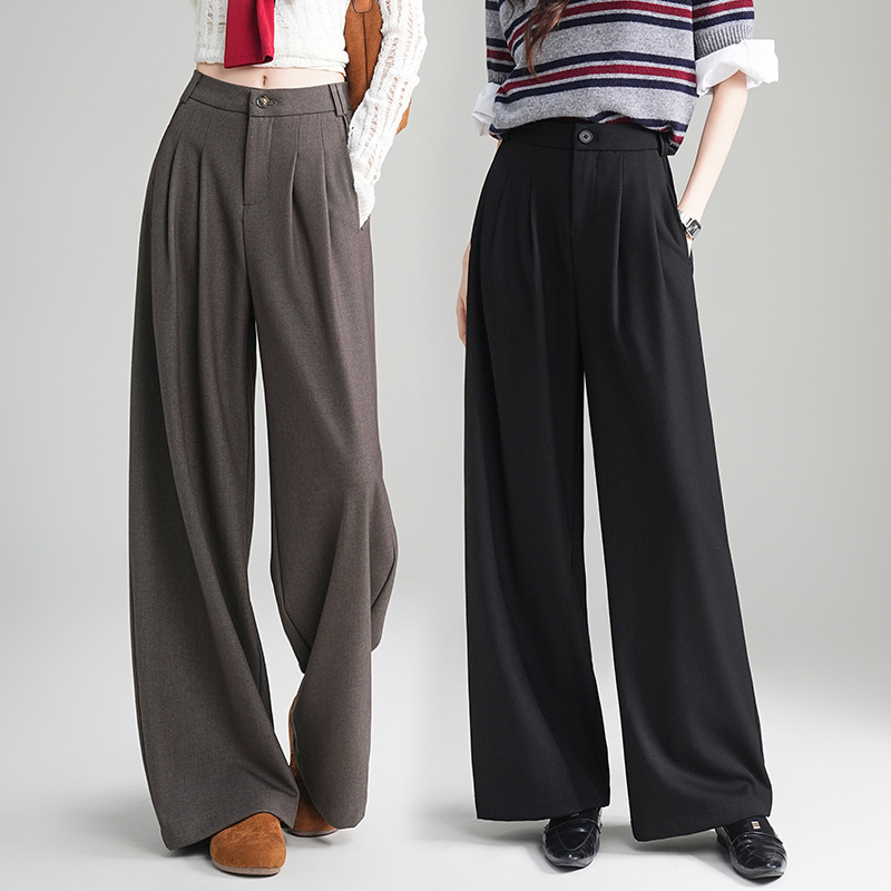 Authentic Wool Wide-Leg Pants for Women, 2026 Fall/Winter New High-Waisted Slimming Straight-Leg Pants, Versatile Casual Pants for Ladies