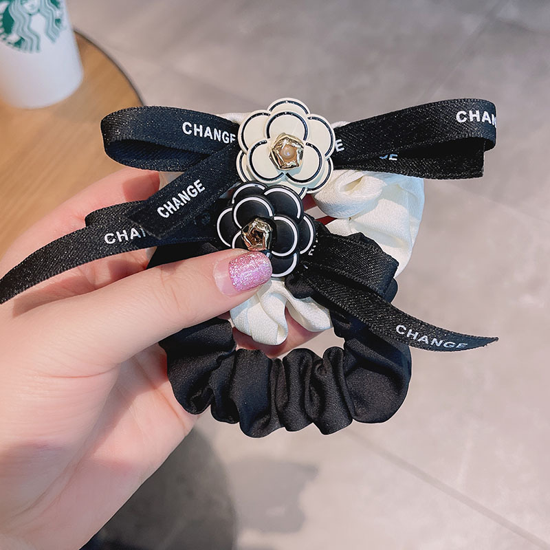 black temperament Camellia The large intestine Hairpin trumpet the republic of korea summer Korean Ponytail Hair rope Headdress