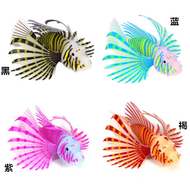 Fish Tank Aquarium Landscaping Luminous Colorful Lion Fish Artificial Fish Decoration Fake Fish Ornamental Fish with Suction Cup