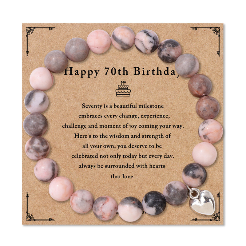 Amazon cross-border explosion natural zebra stone elastic bracelet female love pendant handmade beaded birthday gift