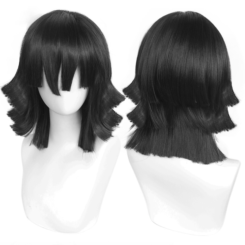 Amazon Cross-Border Demon Slayer: Kimetsu No Yaiba Iguro Kobane Serpent Column Black Layered Short Hair Anime Cos Wig