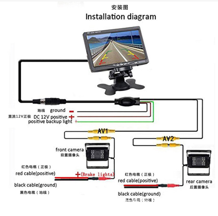 Large truck reversing image system 24V universal truck van harvester visual infrared HD camera