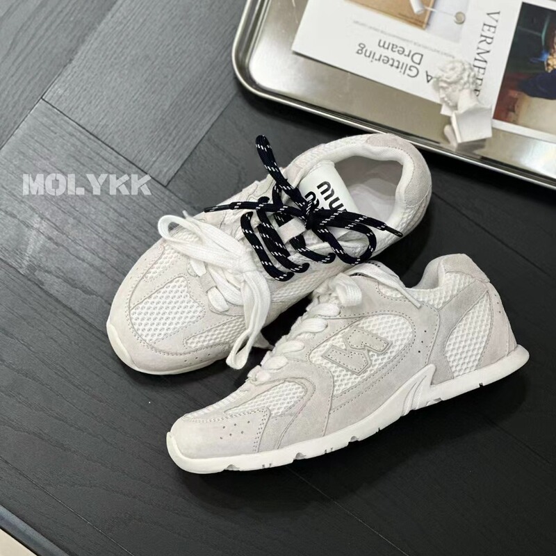 2024 new a miu joint name 530 clunky shoes women's two-color shoelace genuine leather argan shoes sports casual German training shoes