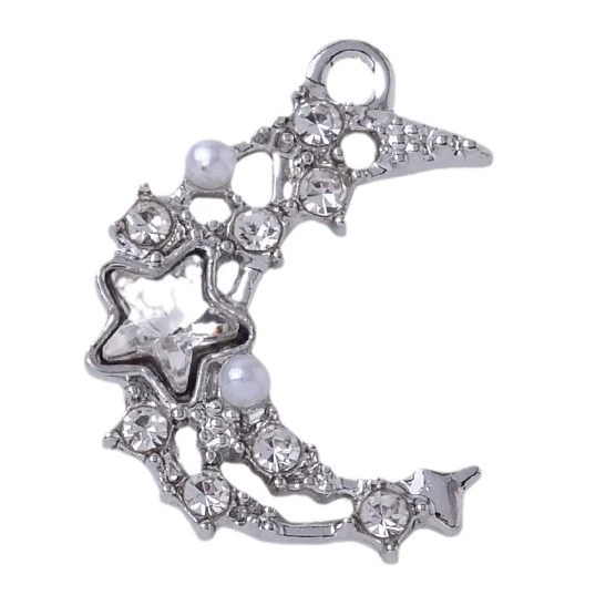 Подвесные подвески, белый K-покрытый металл, assorted designs (Heart Moon Butterfly), лёгкий DIY