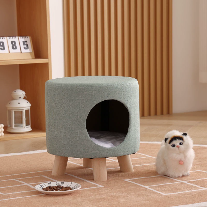 Дом для кошенка, общий для людей и кошек, товары для кошек, маленький домик, дом из цельной древесины, кошачье гнездо-стул закрытого типа, всесезонный, зимняя защита