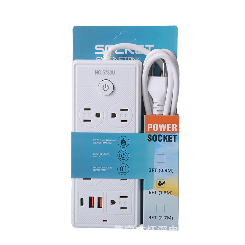 2USB + 1Type-C jack 7 - bit 21 jack estándar de América del Sur 6FT México 110V caja negra caja blanca