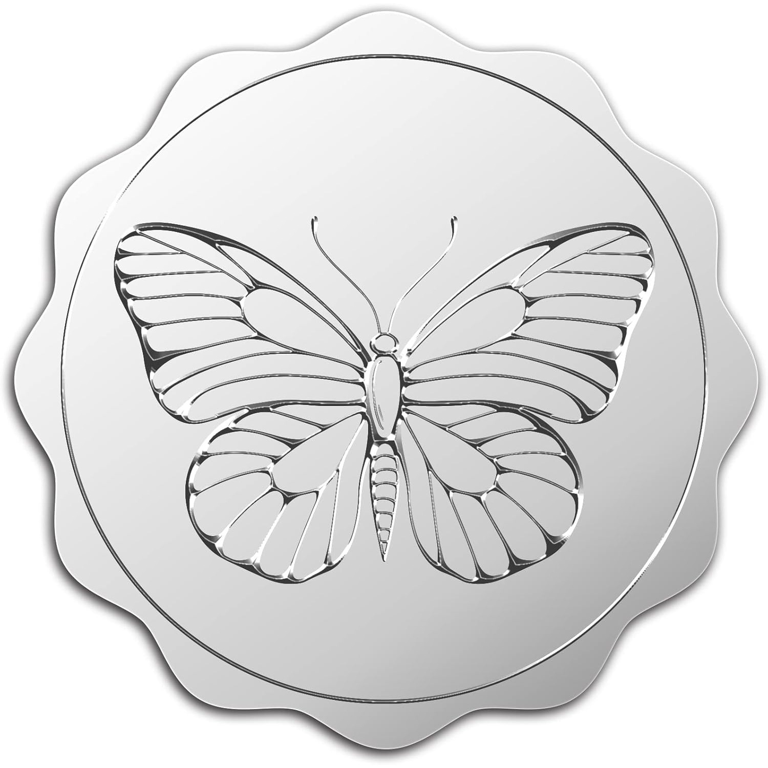 银色浮雕蝴蝶奖章贴纸100枚适用于证书信封包装装饰