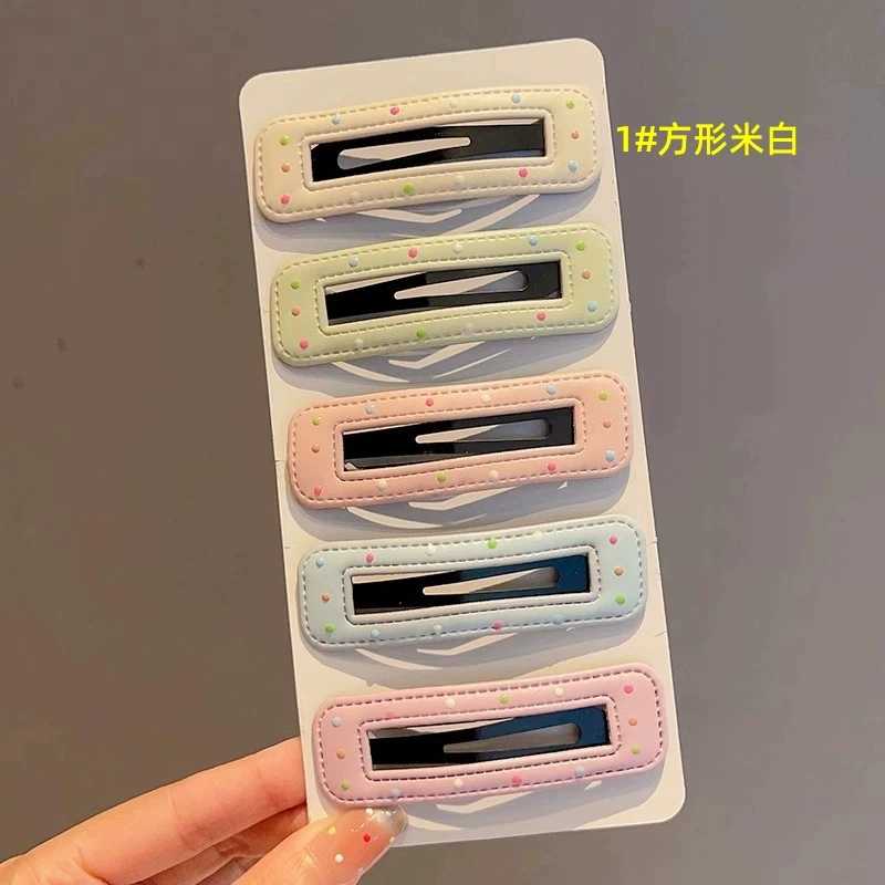Hairgrip clip, Korean-style bangs hairpin, simple elegant faux-leather look, multi-color options