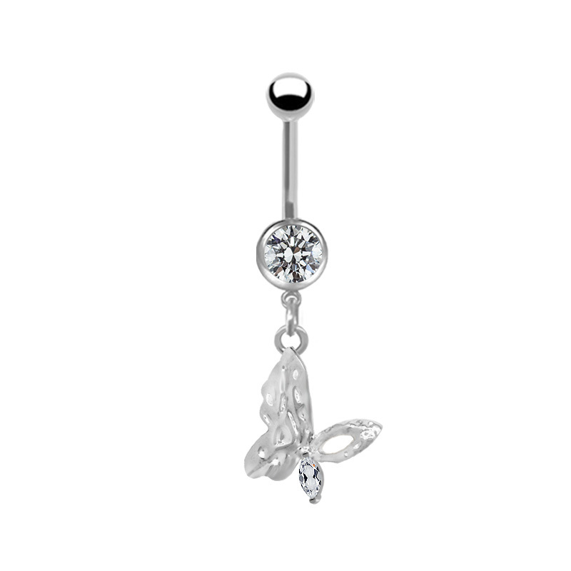 Navel Belly Button Ring With Butterfly Pendant Piercing Jewelry_voghion.com