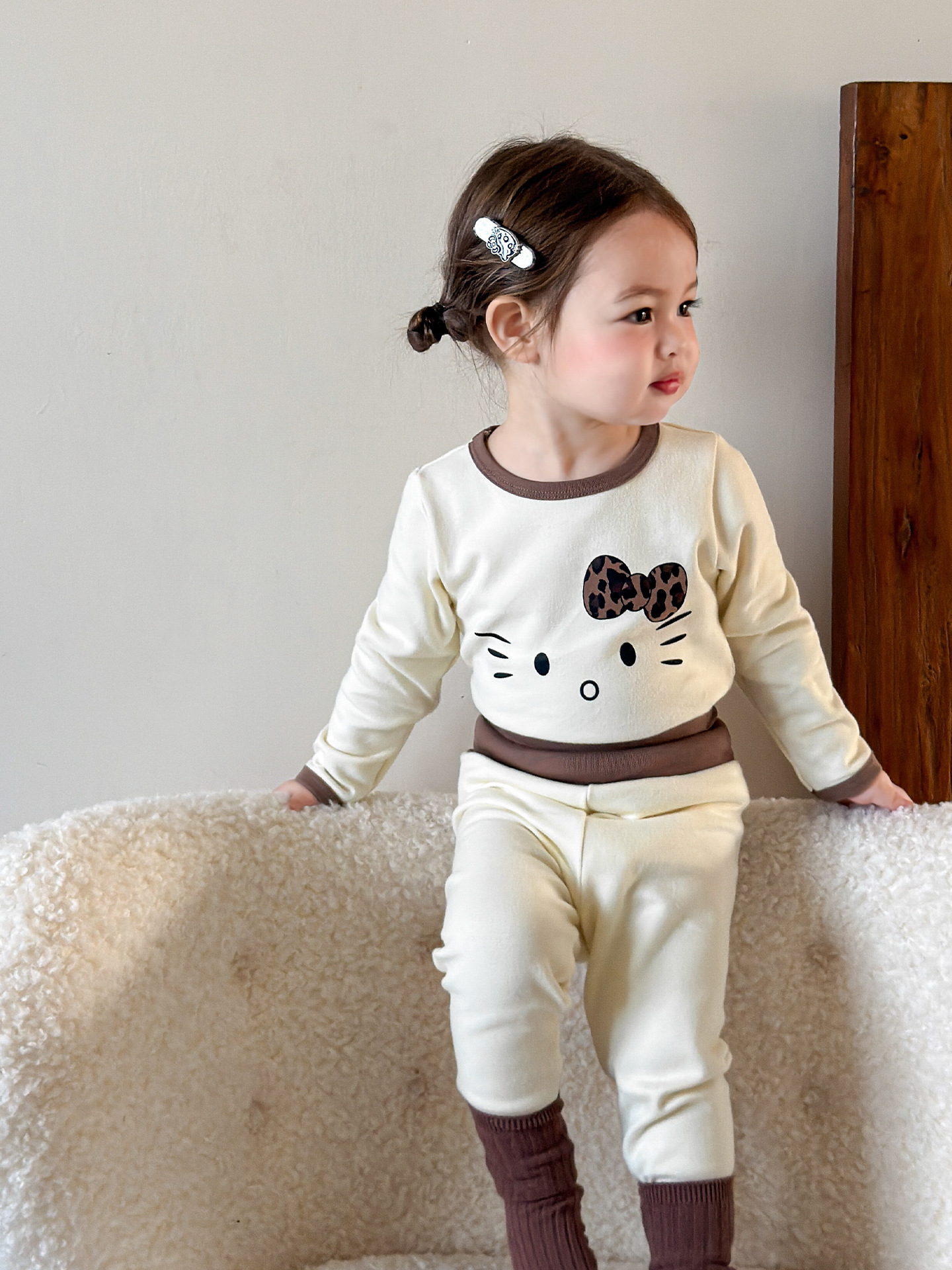 Sugar Pear ropa infantil pijama infantil invierno 2025 nuevo estilo exterior ropa doméstica de niña ropa de bebé de niña
