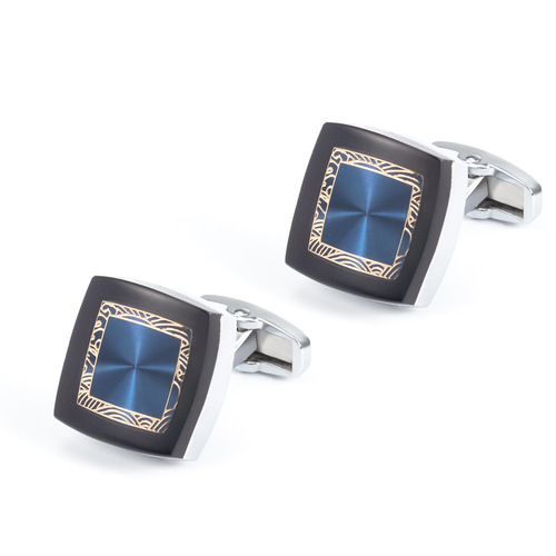 New square silver CD enamel metal cufflinks for export French-style shirts, wholesale men's cufflinks