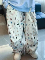 Водонепроницаемые флизелиновые лыжные брюки, Oversize теплая pants, абрикосовый и принт, размеры M–3XL