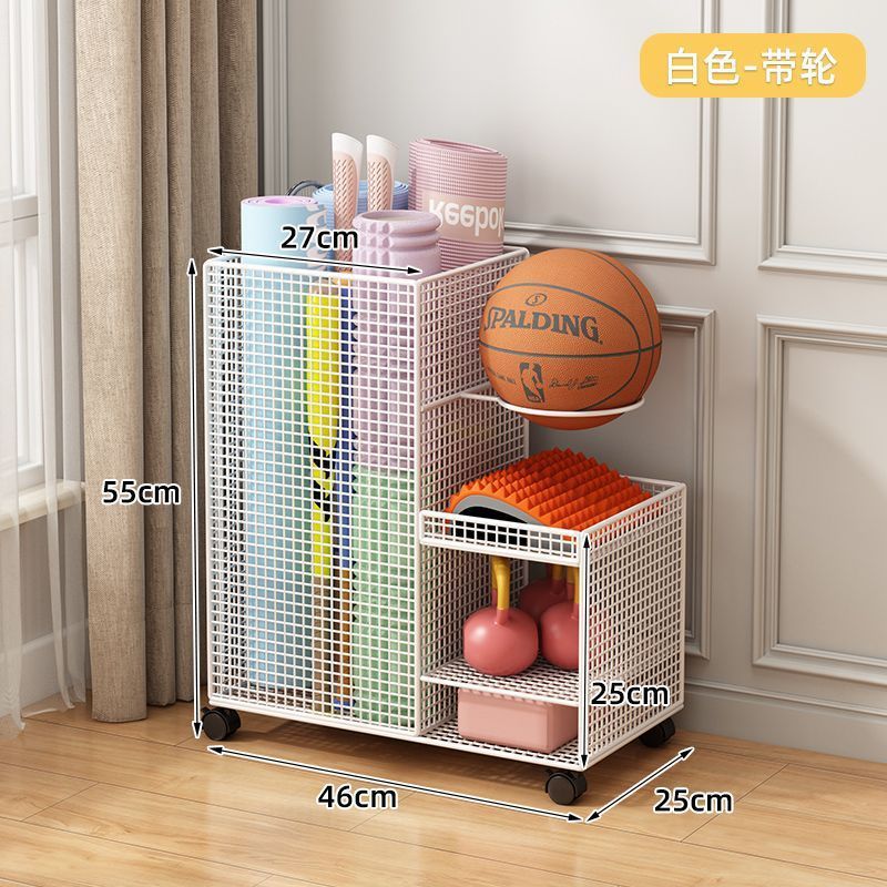Rack de almacenamiento de baloncesto para equipos de gimnasio de deporte interior doméstico rack de almacenamiento de bádminton tipo mat de yoga cesta de almacenamiento con rueda
