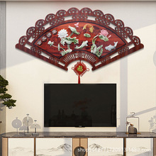 中式客厅装饰画电视墙浮雕画家和万事兴挂画餐厅扇形立体玉雕壁画