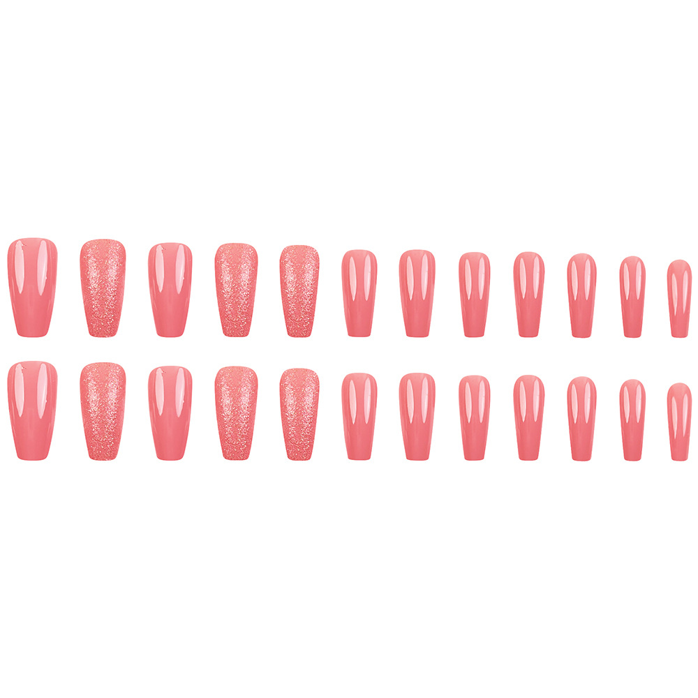 Comercio exterior mejor vendido rosa flash usar uñas blanqueadoras de color sólido 24 piezas de uñas falsas transfronterizas al por mayor image 6