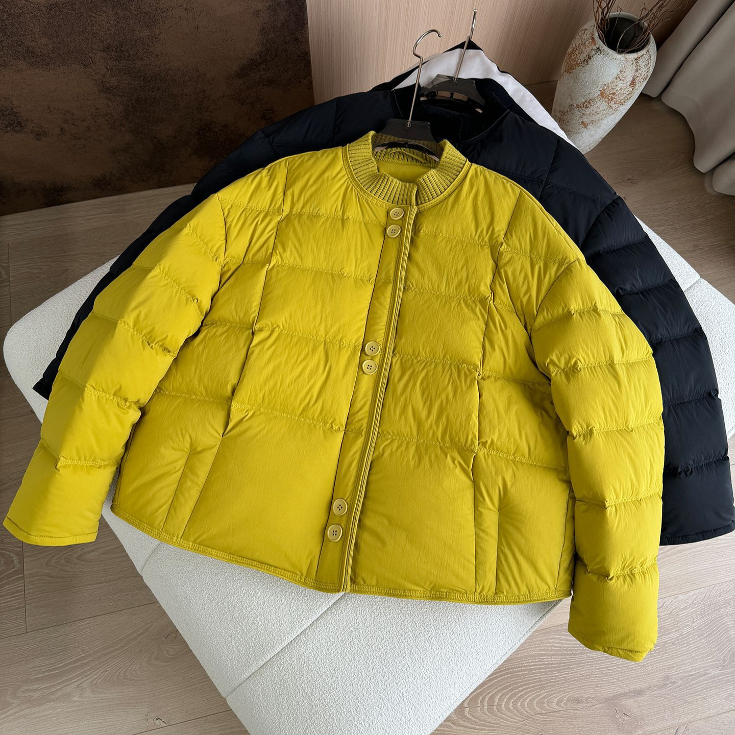 Lightweight down Jacket for Women, Short Knitted Patchwork Stand Collar, 2025 New Style, Petite Korean Version, Niche