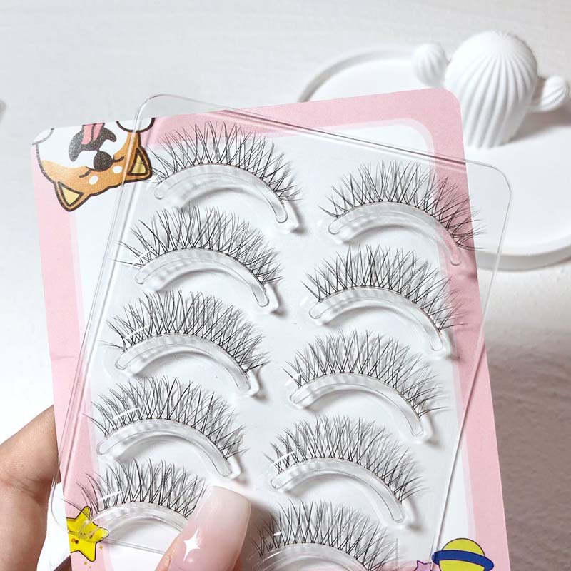 睫天使妈生感轻盈透明梗假睫毛5对装自然仿真仙女日常新手整条平