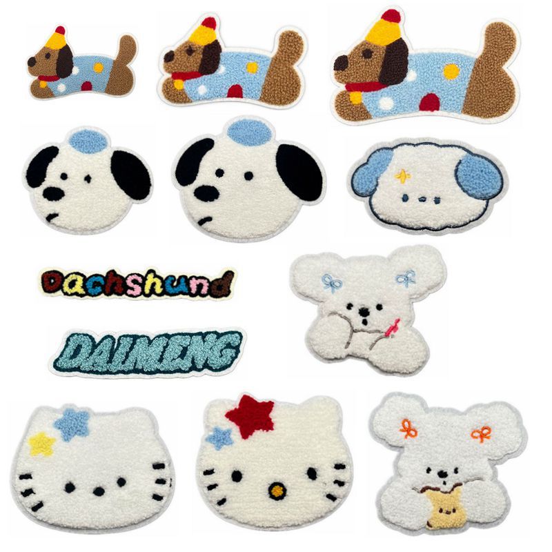 时尚小动物小狗小猫雪尼尔毛巾绣刺绣布贴衣服辅料背包装饰贴