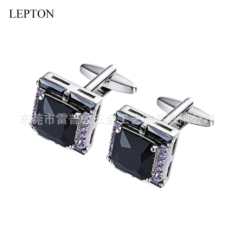 Men's shirt cufflinks black zircon cuffl...