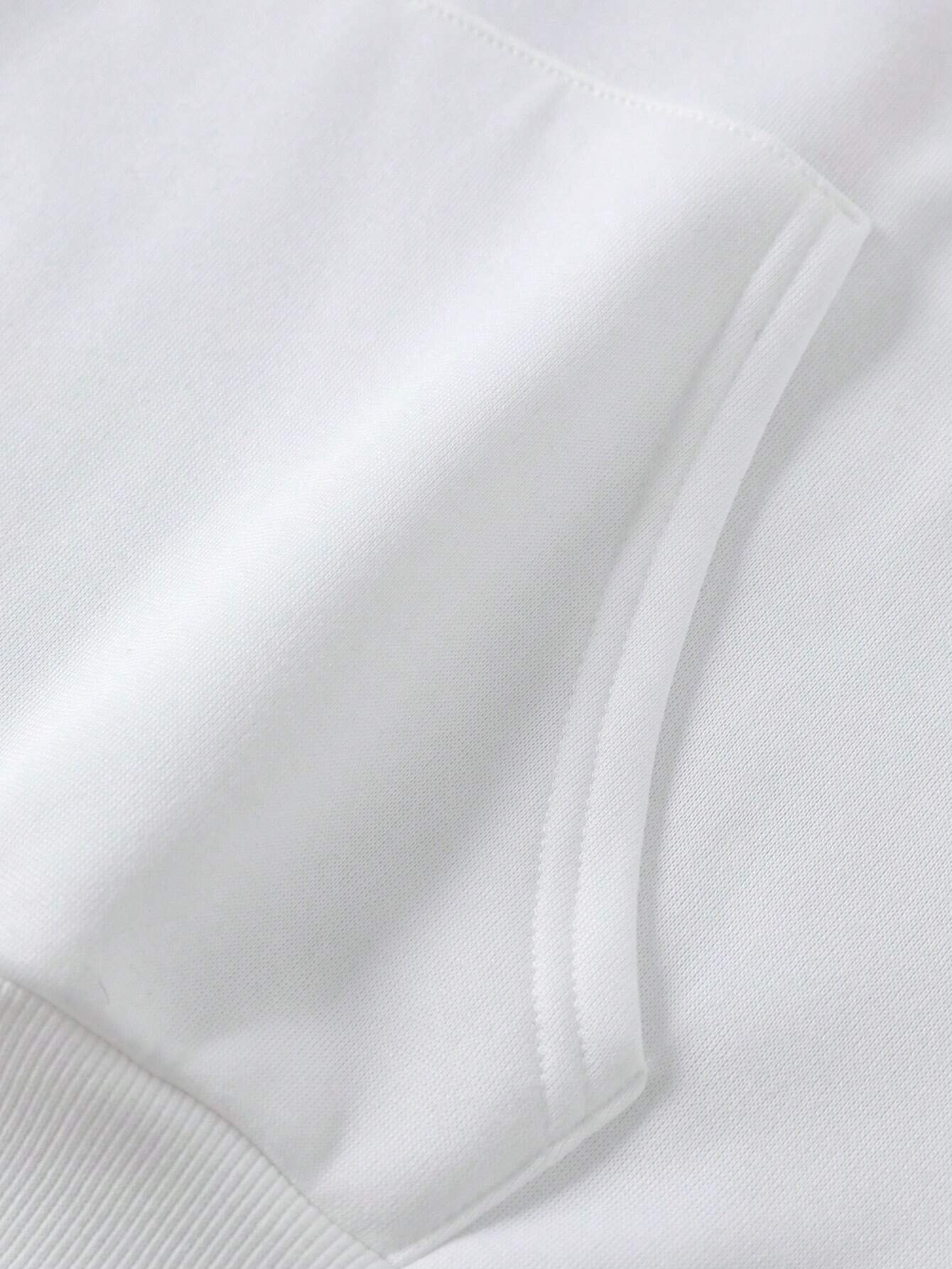 Women's Fleece Sweatshirt Solid Color Letter Kangaroo Pocket Drawstring Print Hoodie Wholesale_voghion.com