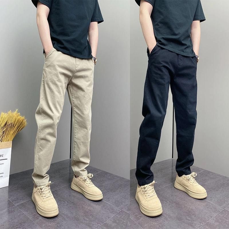 弯刀裤男美式休闲工装裤潮直筒修身阔腿裤痞帅春季新款纯色哈伦裤|undefined