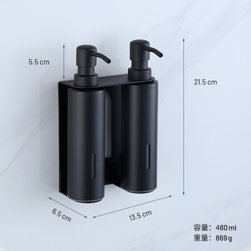 Dispensador de jabón de pared de acero inoxidable para baño de hotel transfronterizo, champú de baño, gel de ducha y dispensador de jabón