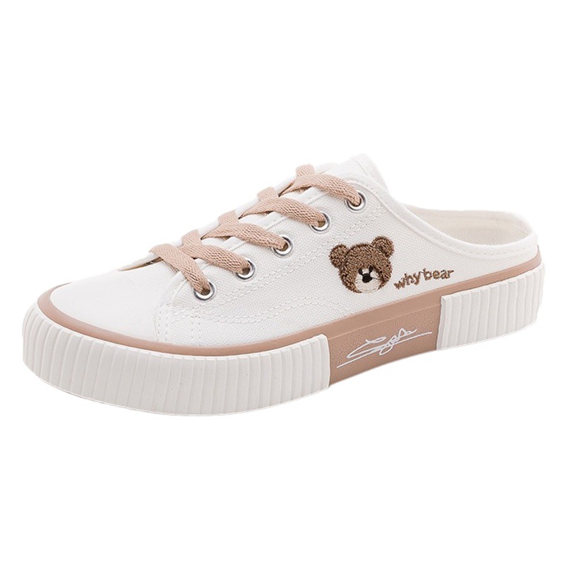 1970 cabeza de oso medias Zapatillas Zapatos de lona sin tacón nuevo slip-on zapatos perezosos zapatos de mesa 2024 primavera