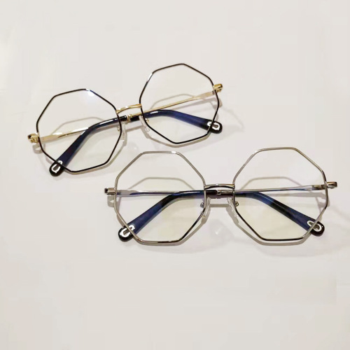 2024新款多边形金属框平光镜素颜显瘦不规则眼镜架复古文艺护目镜