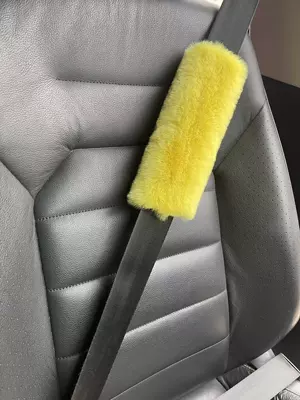 Seat belt shoulder pad, Imitation Rex Rabbit Fur Anti-Scratch - yellow