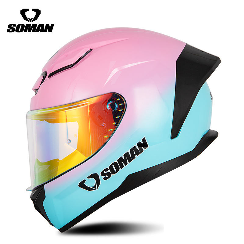 新型SOMANオートバイレースヘルメット男女四季機関車騎乗電気自動車カップルヘルメットSM973