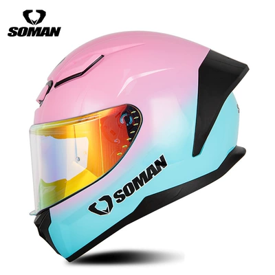 Motorcycle Riding Electric Car Couple – Motosiklet kaskı (dəbilqə) - beautiful-blue-and-pink-with-transparent-rexo-red-s