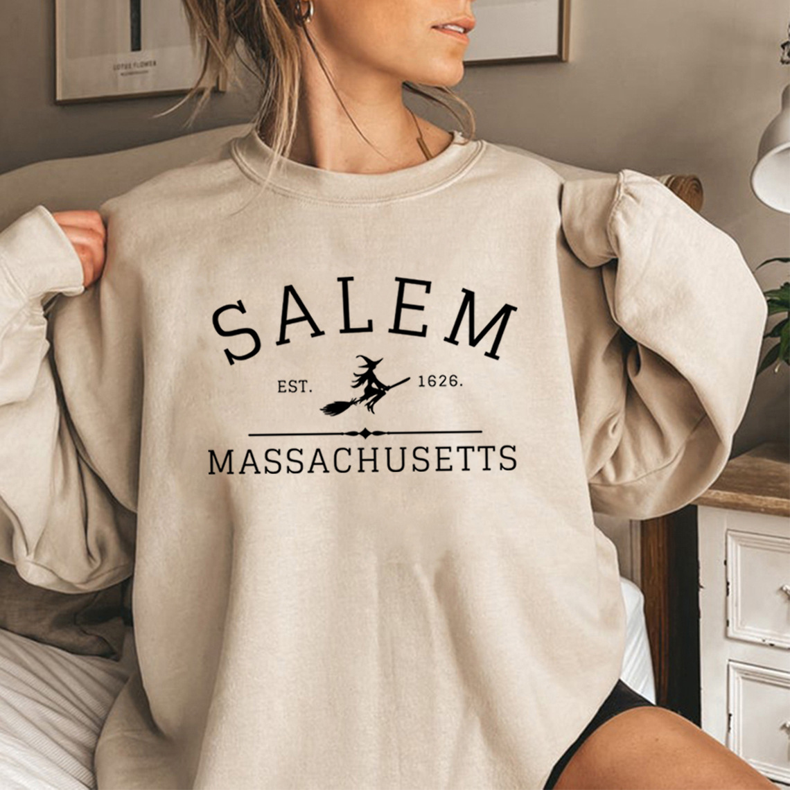 Salem Massachusetts Crewneck Halloween Sweatshirt Salem Witc