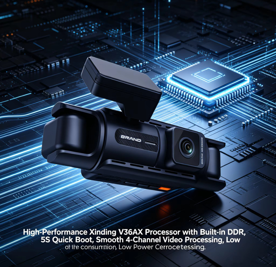 Cross-Border Hot-Selling Four-Channel Panoramic Driving Recorder with 3.4inch Ips High-Definition Display Screen and Four-Way Recording