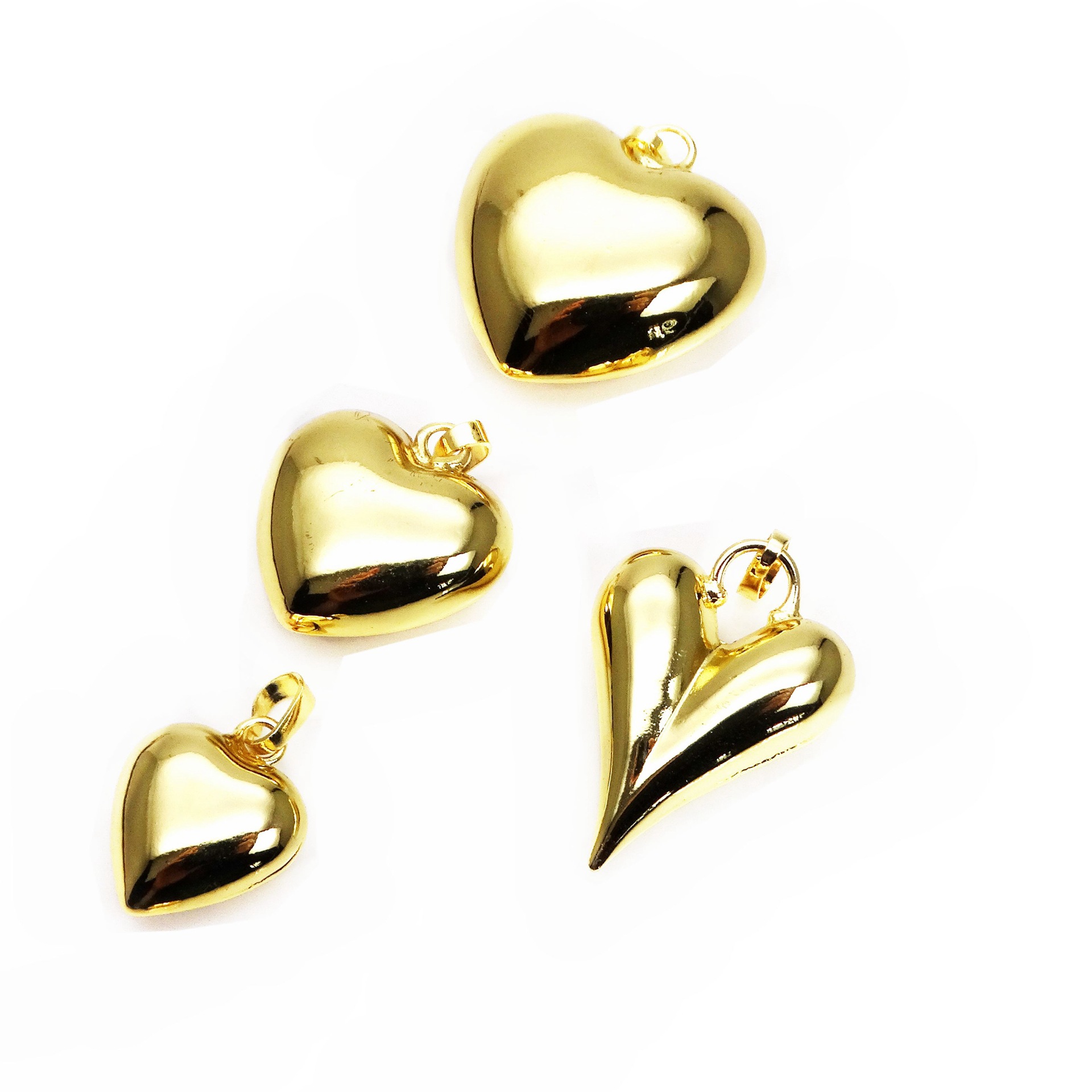 3g Weight Pendant Jewelry Making Type 14.7*18mm, 20*20.7mm, 25*25.8mm Jewelry Making Size 1 Piece 14.7*18mm 20*20.7mm 25*25.8mm Copper Gold Plated Heart Shape Polished Pendant