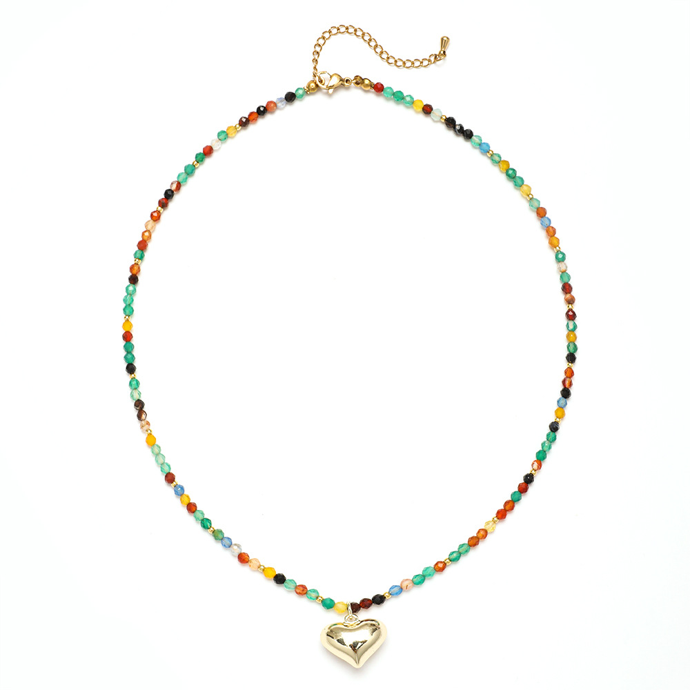 Ethnic Style Bohemian Heart Shape Alloy Agate Necklace In Bulk display picture 5