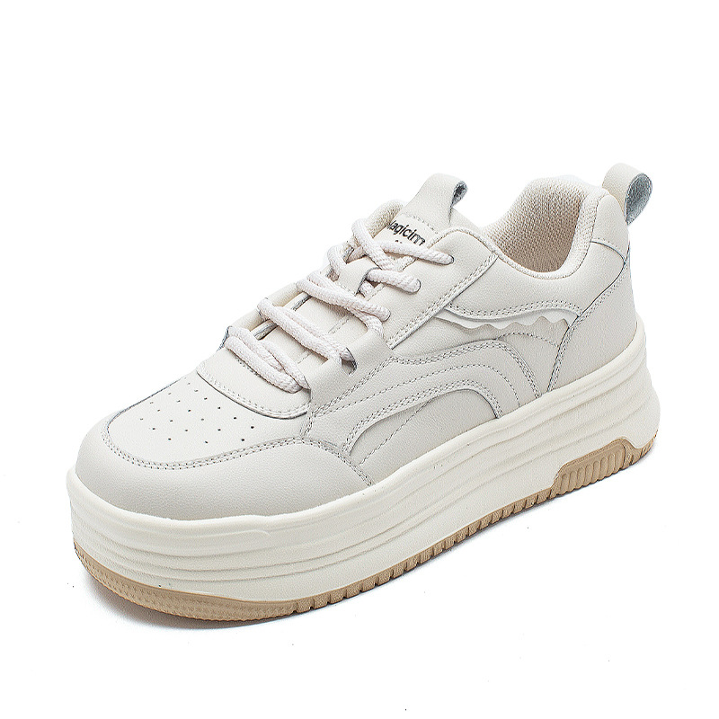 Augu Shi Deng zapatos blancos con suela gruesa para mujeres 2026 nuevo primavera y verano gran hermoso con suela suave mostrando zapatos deportivos casuales altos