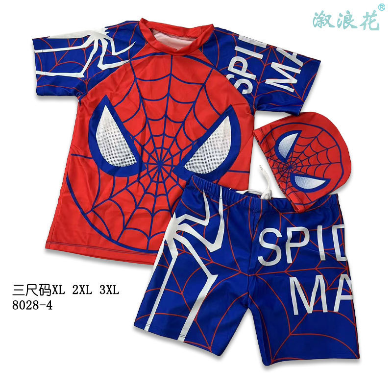 Venta caliente nuevo traje de baño para niños, traje de secado rápido, entrenamiento de impresión de dibujos animados casuales, protector solar conservador, traje de baño al por mayor