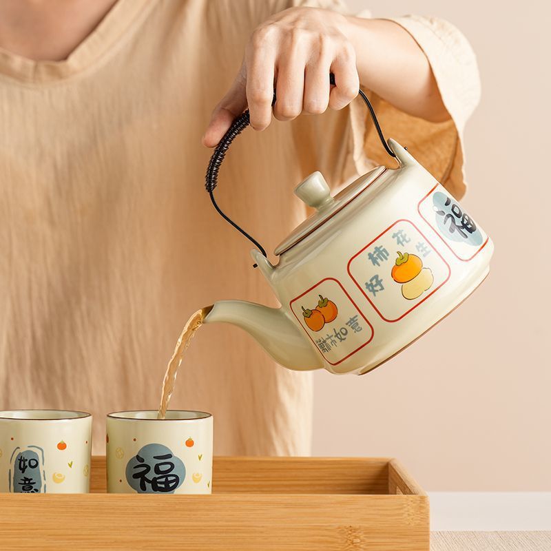 Nuevo tipo de horno Ru cerámica de alta capacidad tetera de té de alta calidad, tetera de té de kung fu separable y filtrada, tetera de té retro Liang