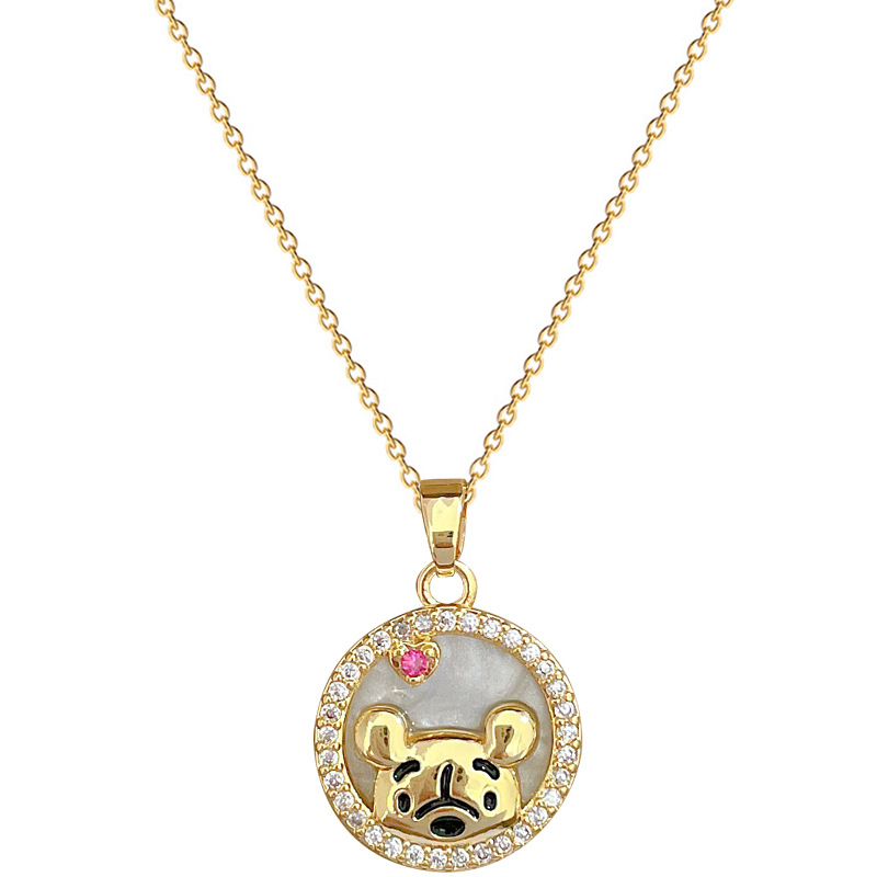 Gorgeous Bear Knot Necklace With Diamond Pendant In Titanium Steel_voghion.com