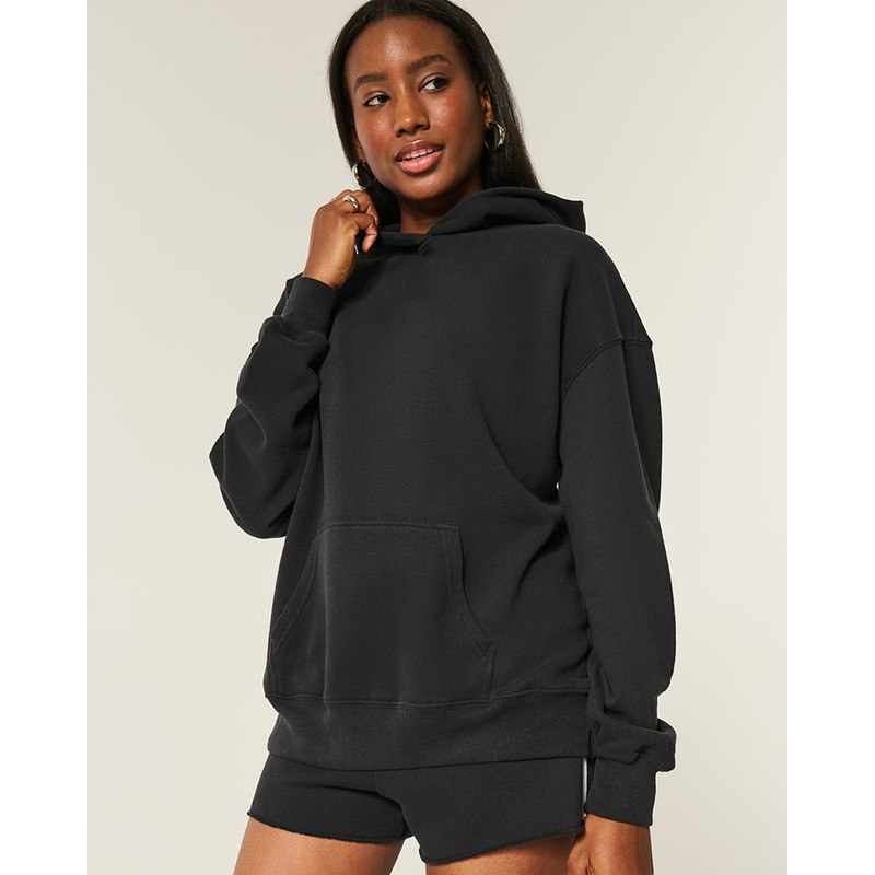 Cross-Border Spot Delivery Retro Solid Color Hooded Pullover Sweatshirt for Women Spring and Autumn New Loose Casual Versatile Top Cross-Border Spot Delivery Retro Solid Color Hooded Pullover Sweatshirt for Women Spring and Autumn New Loose Casual Versatile Top