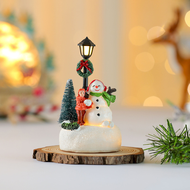 新しい発光クリスマス樹脂装飾品小さな家クリスマス装飾街路灯装飾品クリスマスギフト|undefined