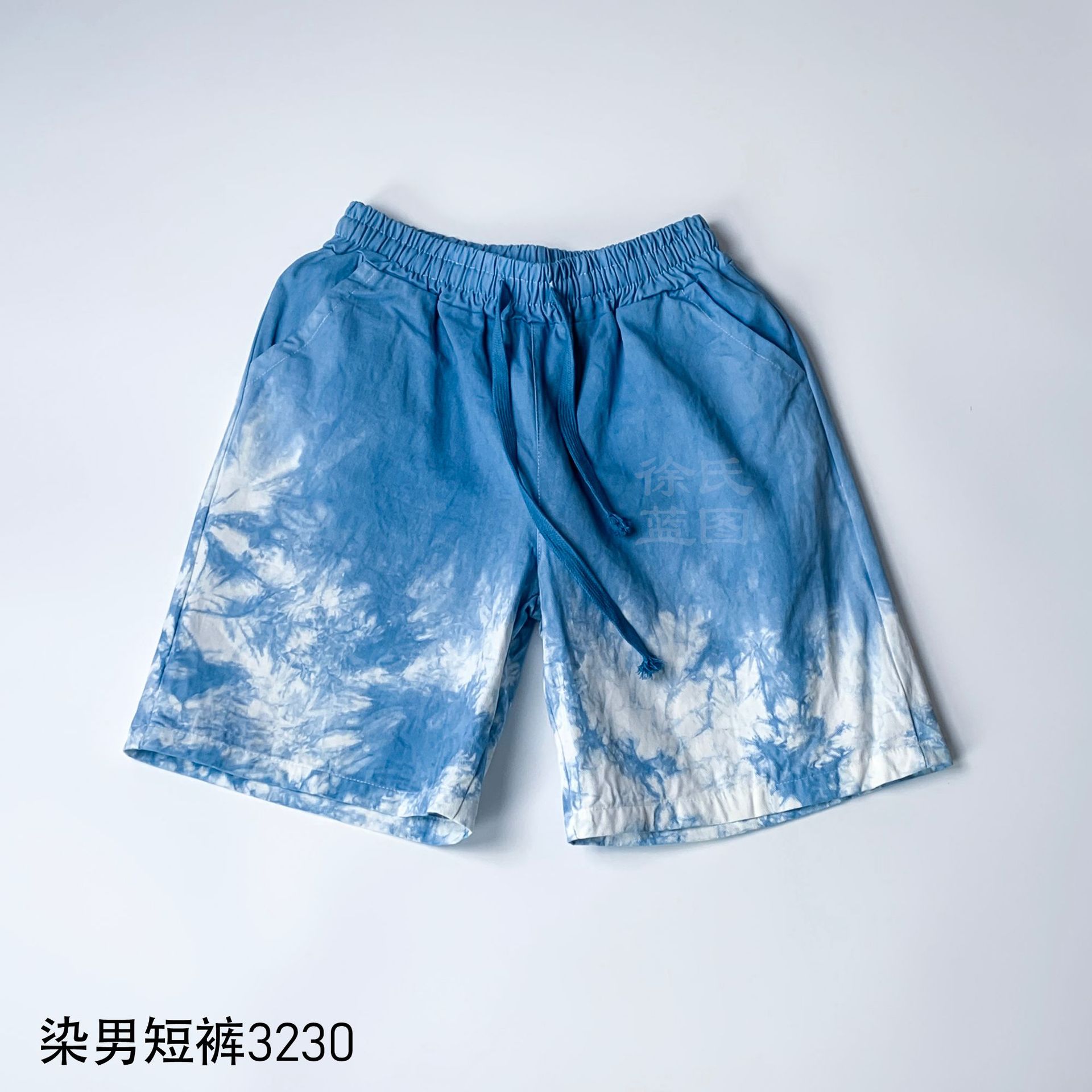 Dali Handmade Tie-Dye Ethnic Style Men's Shorts Summer Leisure Holiday Loose Beach Pants Blue Dye Men's Pants