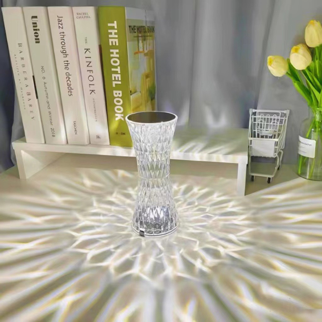 Lámpara de Noche LED Efecto Cristal Táctil para Dormitorio y Mesa