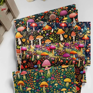 3D立体花卉印花布料复古花朵图案面料手工 DIY 服装包包布料批发