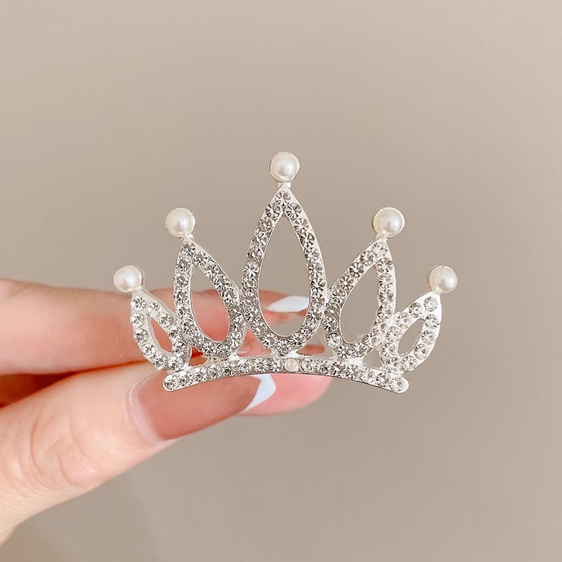 Corona de las niñas accesorios para el cabello rendimiento de cumpleaños de los niños brillante perla Rhinestone corona princesa peine del pelo vestido accesorios horquilla