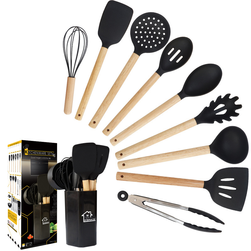 10 conjuntos de utensilios de cocina antiadherente de silicona de silicona de grado alimenticio para el hogar set de utensilios de cocina al por mayor