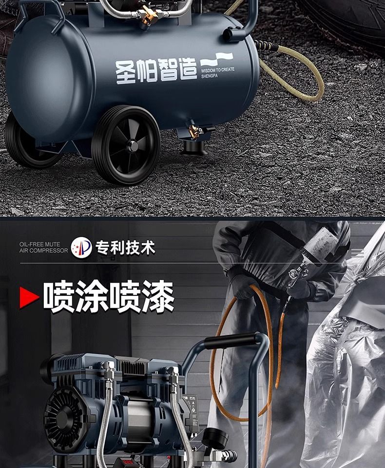Saintpa Air Compressor 220V Silent Oil-Free Small Air Pump Industrial Grade High Pressure 10L30L55L120L150L
