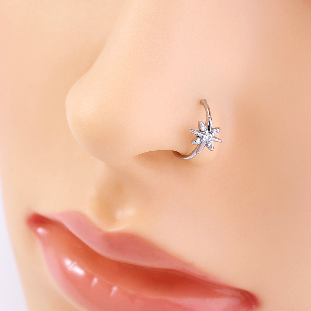 personality trend nose studs micro-studded piercing false nose ring crown nose clip zircon accessori