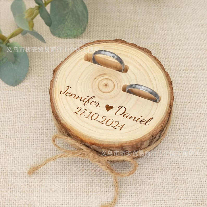 etsy personalized carved wood inlay ring box ring holder lettering wedding date name wedding ring